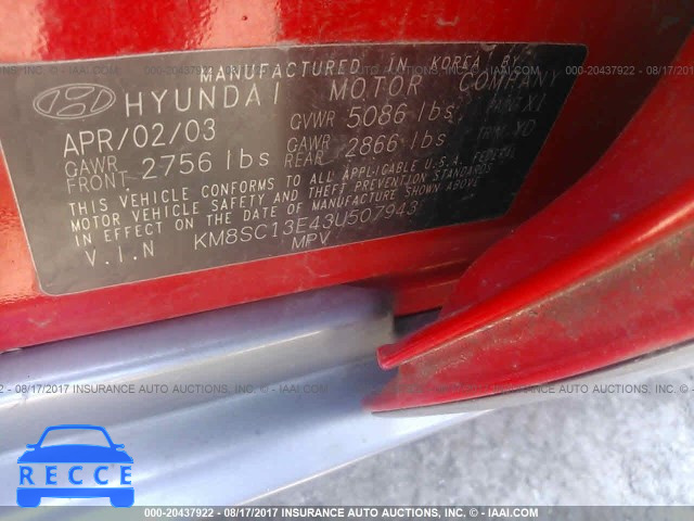 2003 Hyundai Santa Fe KM8SC13E43U507943 image 8