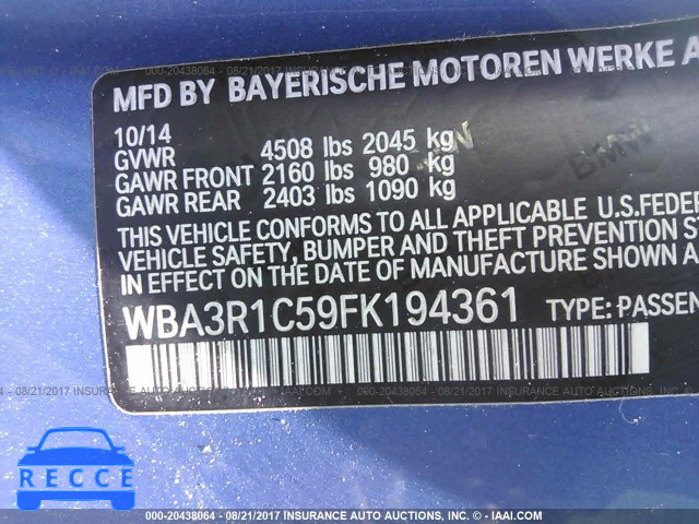 2015 BMW 435 I WBA3R1C59FK194361 зображення 8
