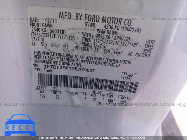 2013 Ford F250 1FTBF2B61DEA79837 image 8