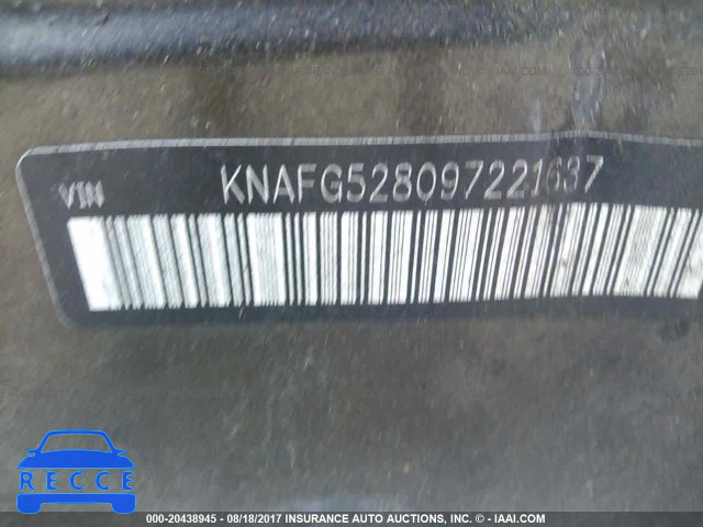 2009 KIA Rondo LX/EX KNAFG528097221637 зображення 8