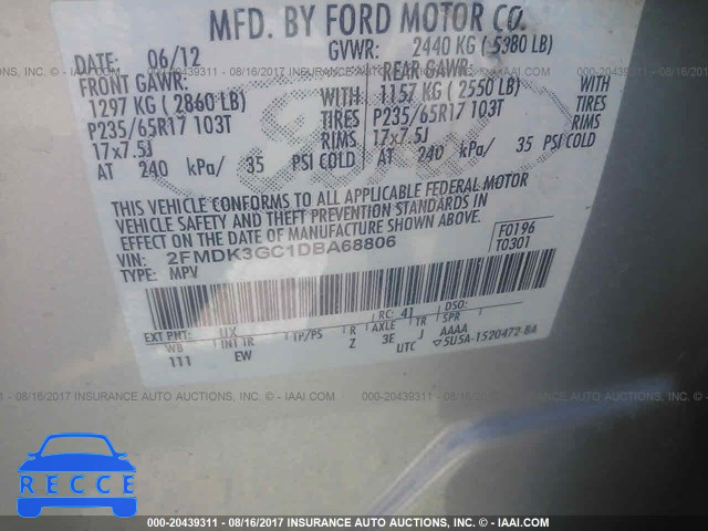 2013 Ford Edge 2FMDK3GC1DBA68806 зображення 8