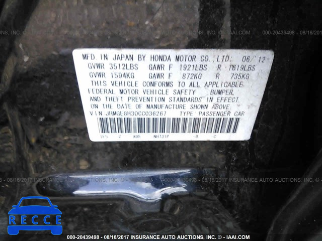 2012 Honda FIT JHMGE8H30CC036267 image 8