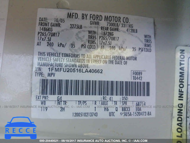 2006 Ford Expedition 1FMFU20516LA40662 image 8