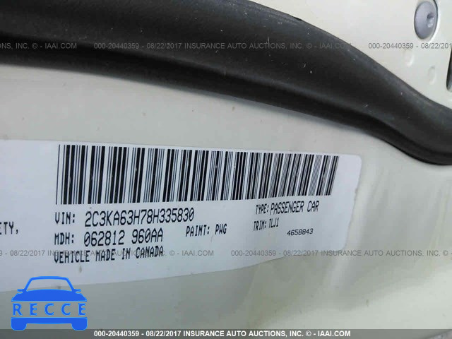 2008 Chrysler 300c 2C3KA63H78H335830 image 8