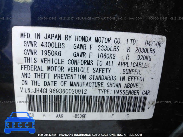 2006 Acura TSX JH4CL96936C020912 image 8