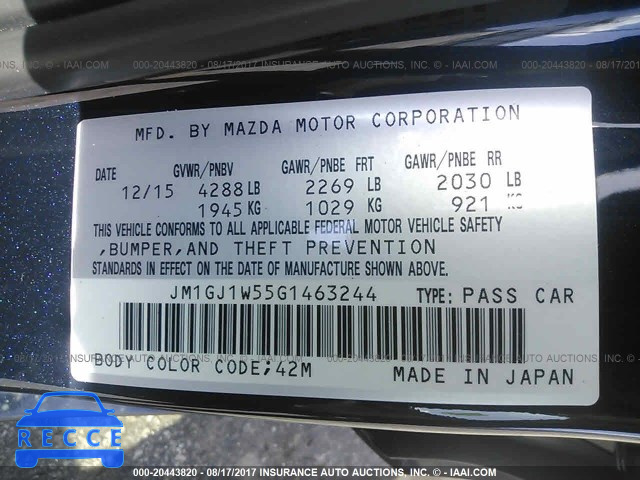 2016 Mazda 6 JM1GJ1W55G1463244 зображення 8