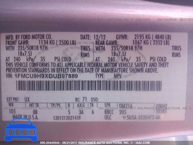 2013 Ford Escape 1FMCU9H9XDUB97889 image 8