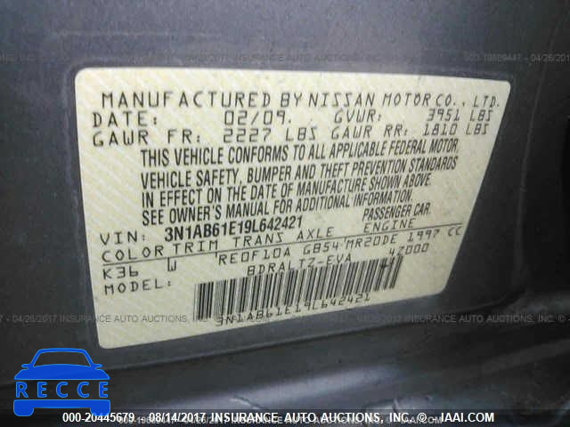 2009 NISSAN SENTRA 3N1AB61E19L642421 image 8