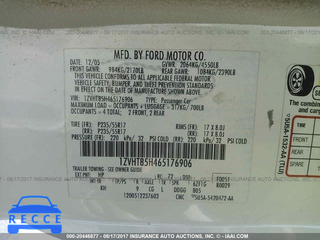 2006 Ford Mustang 1ZVHT85H465176906 зображення 8