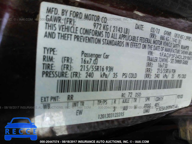 2013 Ford Focus 1FADP3F24DL291667 image 8