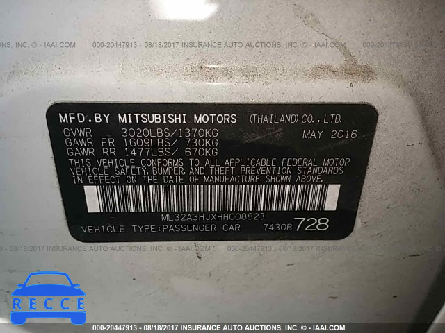 2017 MITSUBISHI MIRAGE ES ML32A3HJXHH008823 Bild 8