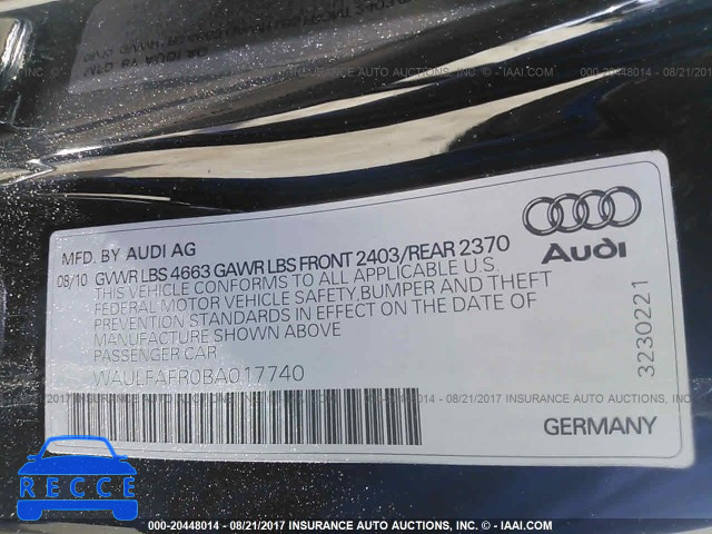 2011 Audi A5 PREMIUM PLUS WAULFAFR0BA017740 зображення 8