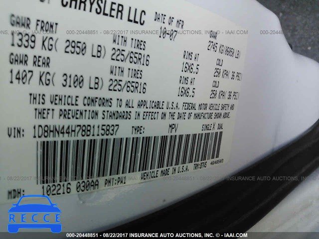 2008 Dodge Grand Caravan 1D8HN44H78B115837 image 8