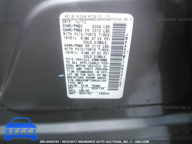 2013 Nissan Rogue JN8AS5MT7DW042186 image 8