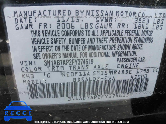 2015 Nissan Sentra 3N1AB7AP2FY374615 image 8