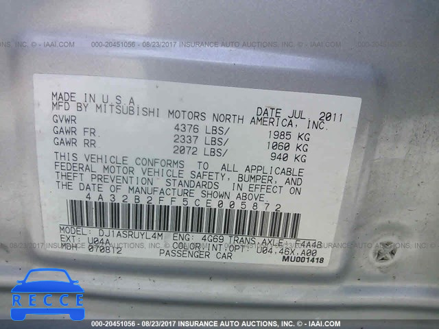 2012 Mitsubishi Galant FE 4A32B2FF5CE005872 image 8