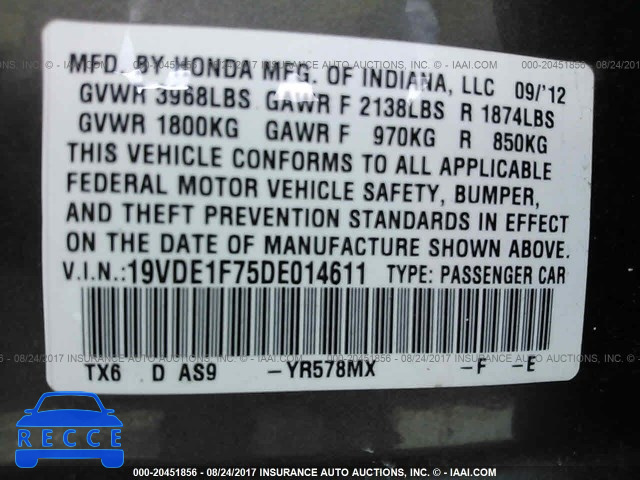 2013 Acura ILX 20 TECH 19VDE1F75DE014611 image 8