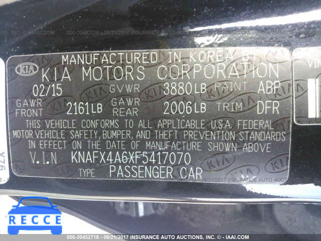 2015 KIA Forte KNAFX4A6XF5417070 зображення 8