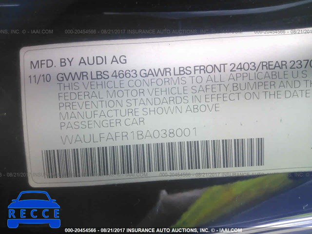 2011 Audi A5 PREMIUM PLUS WAULFAFR1BA038001 зображення 8