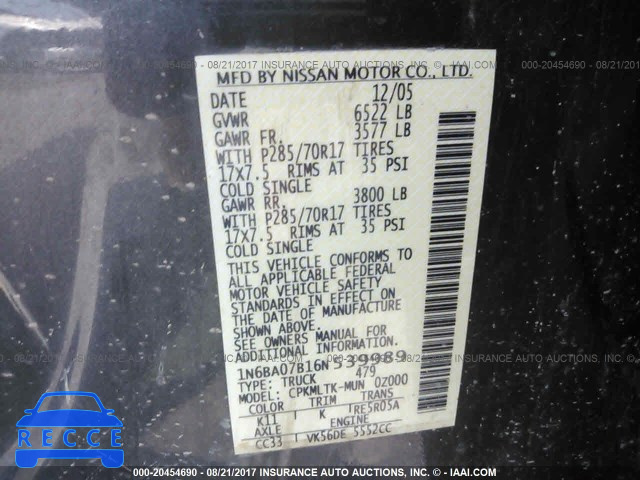 2006 Nissan Titan XE/SE/LE 1N6BA07B16N539989 image 8