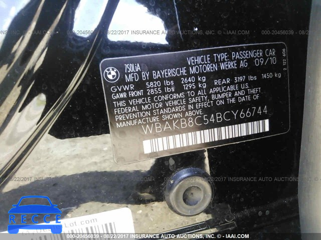 2011 BMW 750 LI WBAKB8C54BCY66744 зображення 8