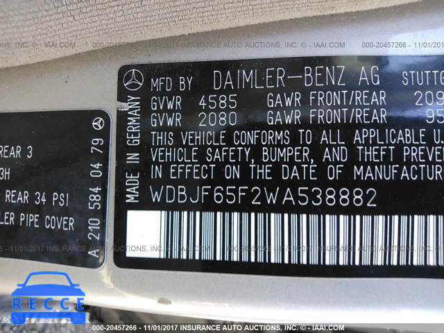 1998 Mercedes-benz E 320 WDBJF65F2WA538882 image 8