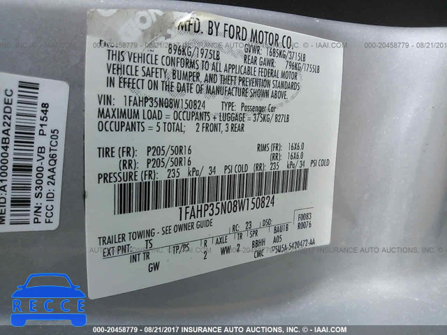 2008 Ford Focus 1FAHP35N08W150824 image 8