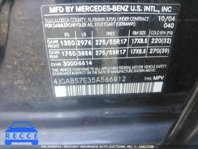 2005 Mercedes-benz ML 350 4JGAB57E35A566812 Bild 8