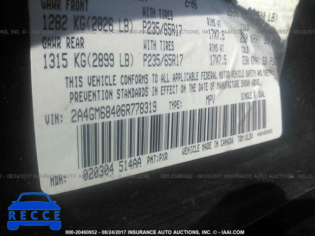2006 CHRYSLER PACIFICA 2A4GM68406R778319 image 8