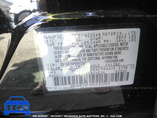 2017 NISSAN SENTRA 3N1AB7AP8HY234023 зображення 8