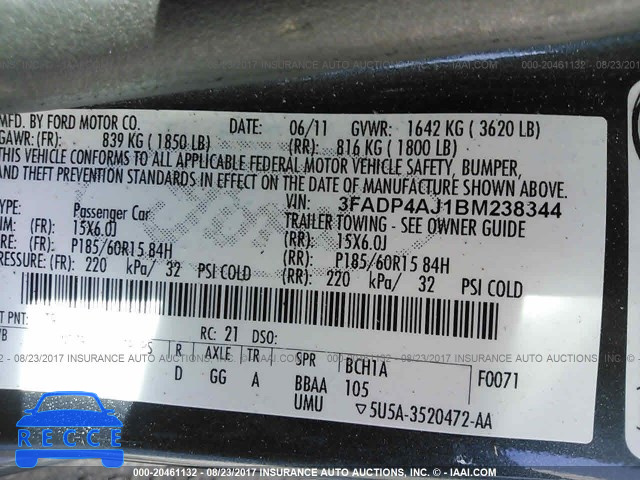 2011 Ford Fiesta 3FADP4AJ1BM238344 image 8