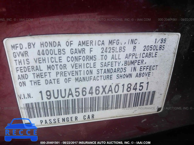 1999 Acura 3.2TL 19UUA5646XA018451 Bild 8