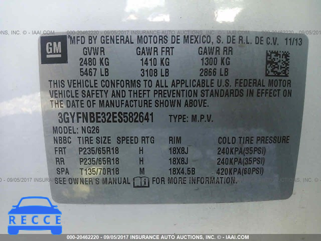 2014 Cadillac SRX 3GYFNBE32ES582641 image 8