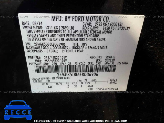2014 Ford Flex LIMITED 2FMGK5D86EBD36906 image 8