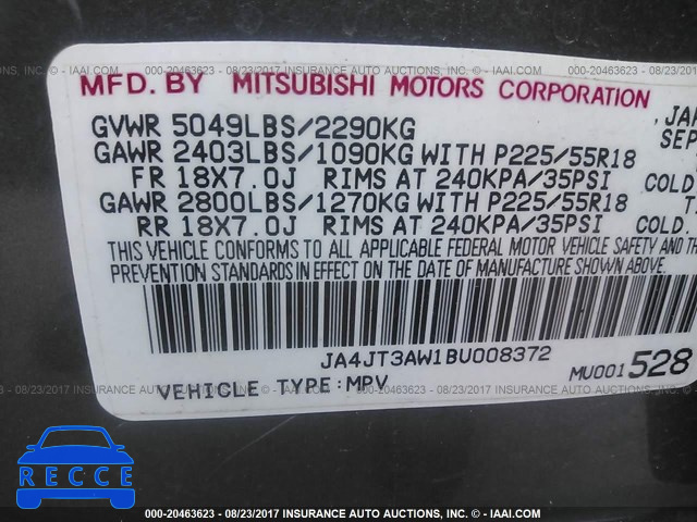 2011 Mitsubishi Outlander SE JA4JT3AW1BU008372 image 8