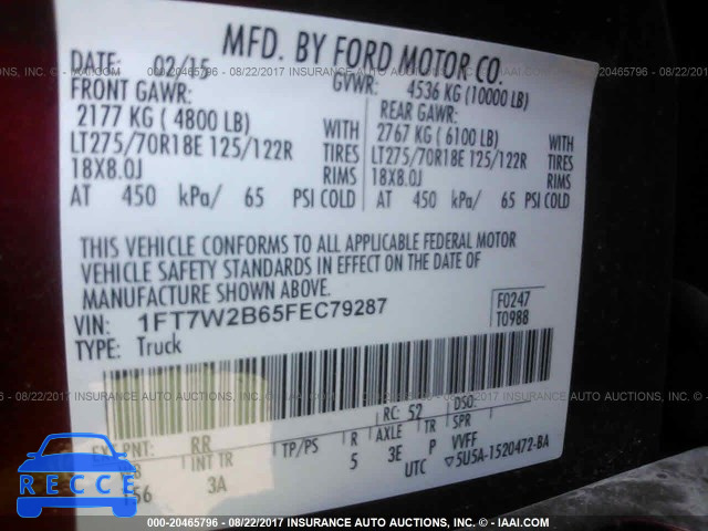 2015 Ford F250 SUPER DUTY 1FT7W2B65FEC79287 image 8