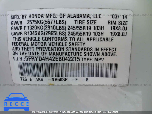 2014 Acura MDX TECHNOLOGY 5FRYD4H42EB042215 image 8