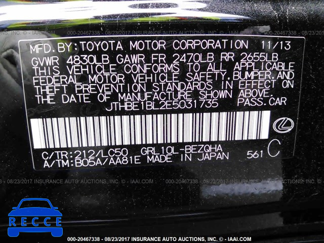 2014 Lexus GS 350 JTHBE1BL2E5031735 Bild 8