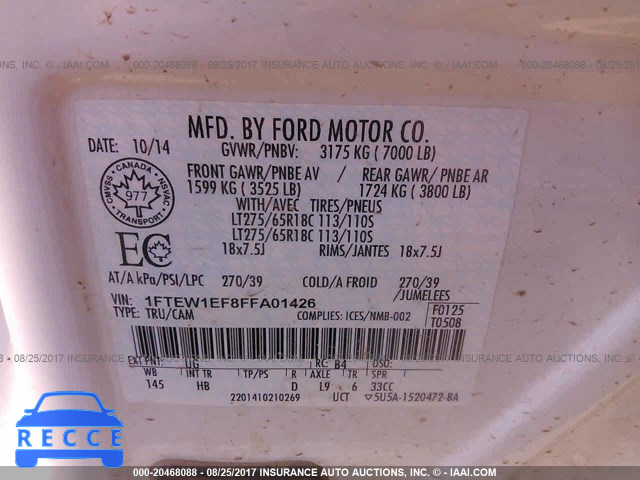 2015 Ford F150 1FTEW1EF8FFA01426 image 8