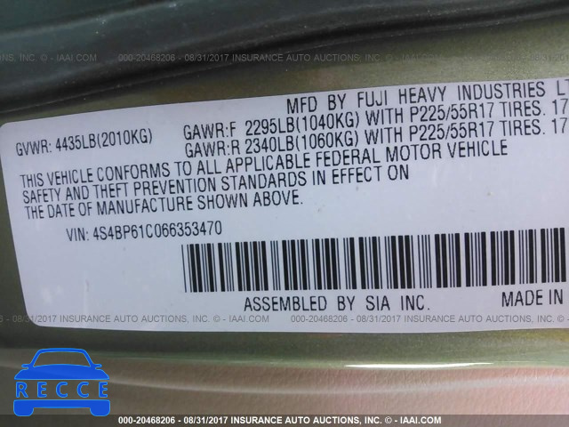 2006 Subaru Legacy 4S4BP61C066353470 image 8