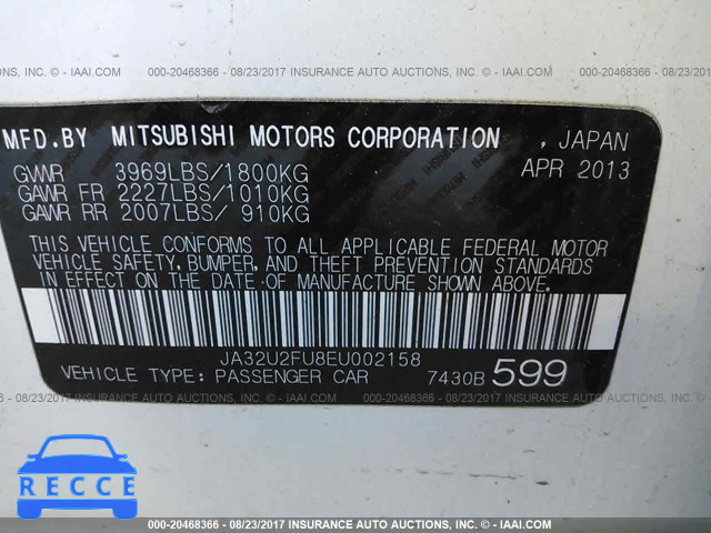 2014 Mitsubishi Lancer JA32U2FU8EU002158 image 8