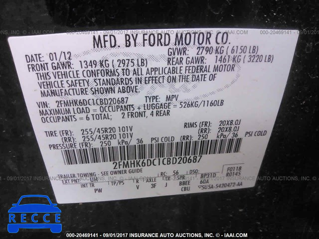 2012 Ford Flex 2FMHK6DC1CBD20687 Bild 8