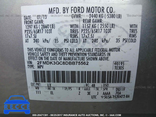 2013 Ford Edge 2FMDK3GC8DBB75562 image 8