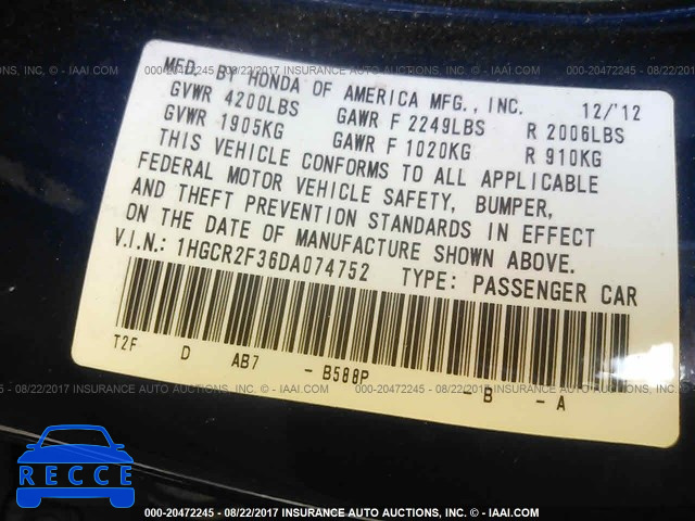 2013 Honda Accord 1HGCR2F36DA074752 image 8