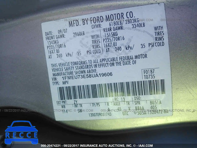 2008 Ford Explorer XLT 1FMEU73E58UA19606 image 8