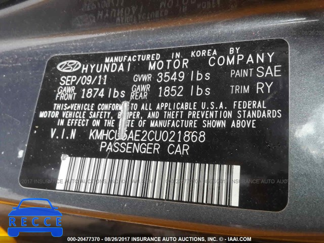 2012 Hyundai Accent KMHCU5AE2CU021868 image 8