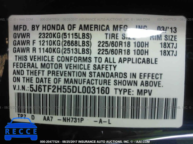 2013 Honda Crosstour EXL 5J6TF2H55DL003160 image 8