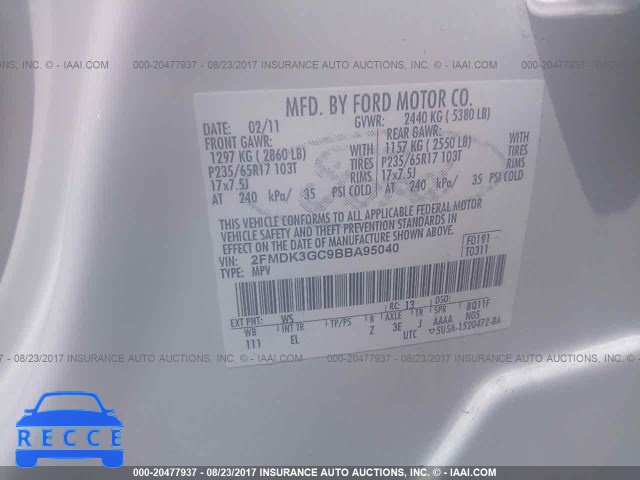 2011 Ford Edge SE 2FMDK3GC9BBA95040 image 8