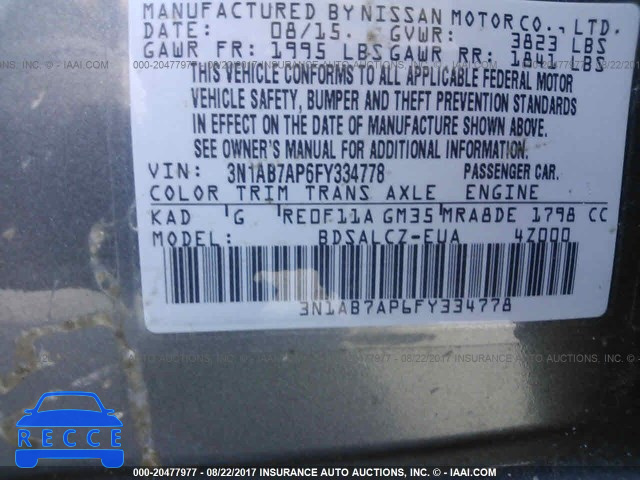 2015 Nissan Sentra 3N1AB7AP6FY334778 image 8