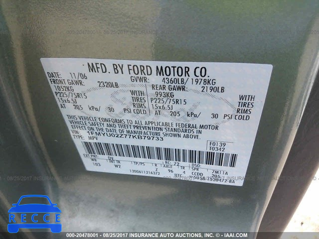 2007 Ford Escape 1FMYU02Z77KB79733 image 8